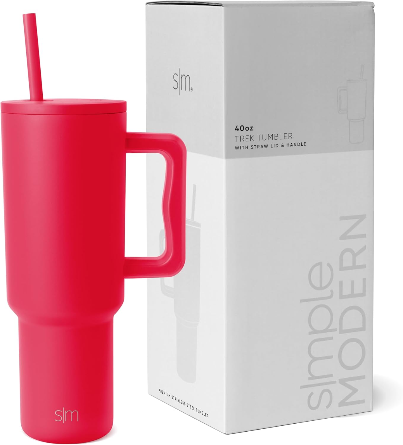 Simple Modern 40 oz Trek Tumbler with Handle and Straw Lid | Cup Holder Friendly Insulated Stainless Steel Travel Mug | Sea Glass Sage - Colors A