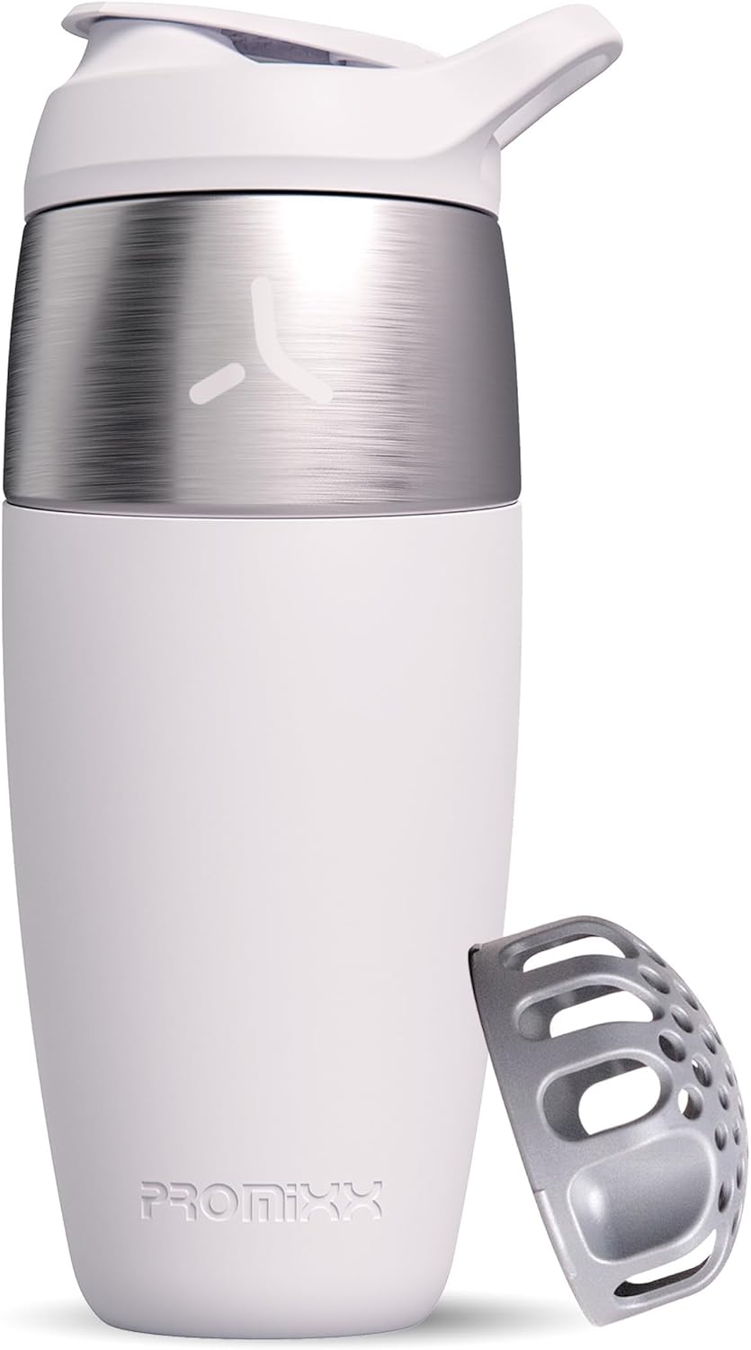 32oz Stainless Steel Protein Shaker Bottle – Leak-Proof Metal Shaker Cup with Snap-Fit Agitator for Smooth, Clump-Free Shakes – BPA-Free, Odor Resistant, Easy to Clean