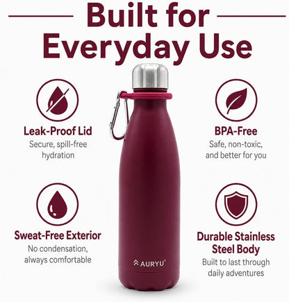Best in Class Triple-Walled Insulated Stainless Steel Water Bottle, Keeps your Drinks Cold for up to 24 Hours and Hot for up to 12 Hours, Leak Proof, Make a Difference in the World, Black, 17oz
