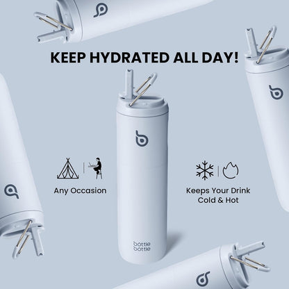BOTTLE BOTTLE Insulated Water Bottle 24oz with Straw Lid and Handle for Sports Travel Gym Stainless Steel Water Bottles Double-Wall Vacuum Metal Leak Proof BPA-Free