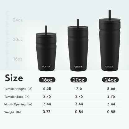 COKTIK 24oz Insulated Tumbler with Lid and Straw Iced Coffee Cup Reusable Stainless Steel Travel Mug Water Bottle Cupholder Friendly for Women Men Her Him (Blush)