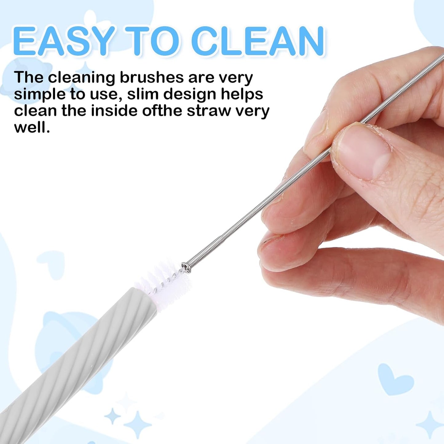 4 Set Portable Straw,Reusable Straws Silicone with Case Silicone Portable Drinking travel Straw Set for Party Travel Cold or Hot with 4 Cleaning Brushes (Purple,Pink,Green, Blue）