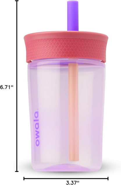 Owala Kids BPA-Free Plastic Tumbler with Spill Resistant Flexible Straw, Easy to Clean, Kids Water Bottle, Great for Travel, Dishwasher Safe, 15 Oz, Skate Park