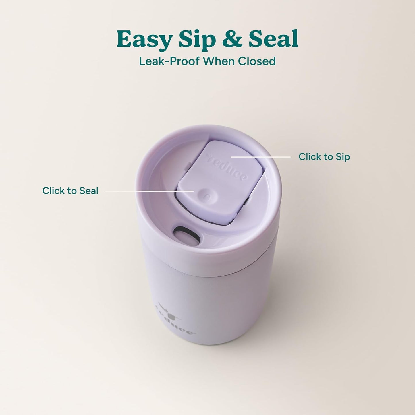 REDUCE Perk 10oz Insulated Coffee Tumbler – Leak-Proof with Lockable Lid and Vacuum Insulation–Durable Stainless Steel–Fits Car Cup Holders–One-Handed Travel Mug in Sand Leopard Print-Gentle Lavender