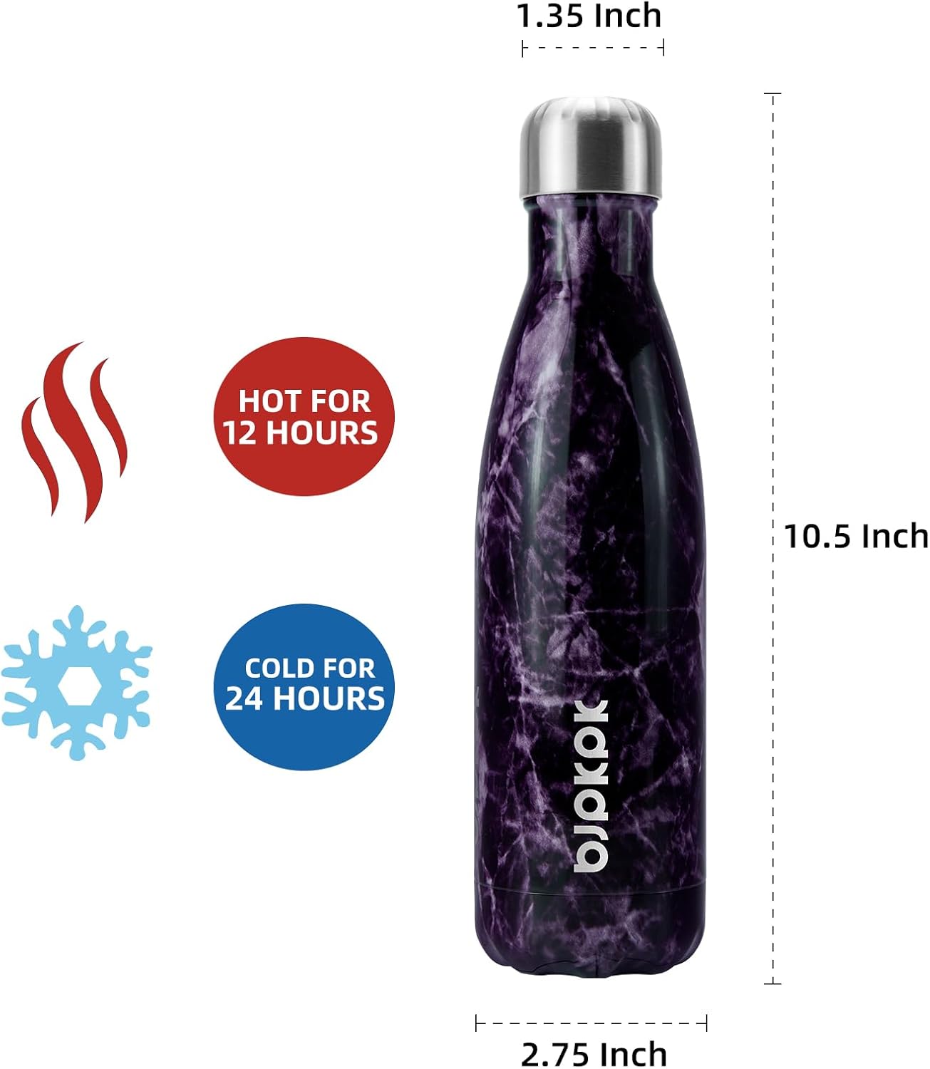 BJPKPK Insulated Water Bottle 12oz Small Stainless Steel Water Bottles Reusable Metal Thermal Keep Cold and Hot,Dreamy Purple - Colors B