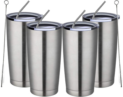 MEWAY 20oz Tumbler Cup Double Wall Vacuum Insulated Travel Mug Bulk, Stainless Steel Tumblers with Lid and Straw, Durable Powder Coated Coffee Cups for Cold & Hot Drinks (Navy, 1)