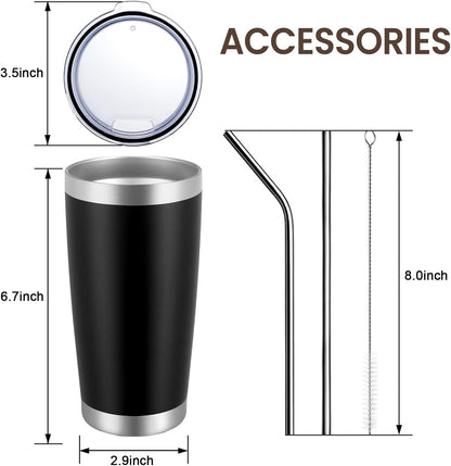 MEWAY 20oz Tumbler Cup Double Wall Vacuum Insulated Travel Mug Bulk, Stainless Steel Tumblers with Lid and Straw, Durable Powder Coated Coffee Cups for Cold & Hot Drinks (Navy, 1)