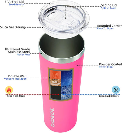 BJPKPK Skinny Tumbler with Lid 20 oz Stainless Steel Vacuum Insulated Double Wall Travel Coffee Water Tumblers Cup,White