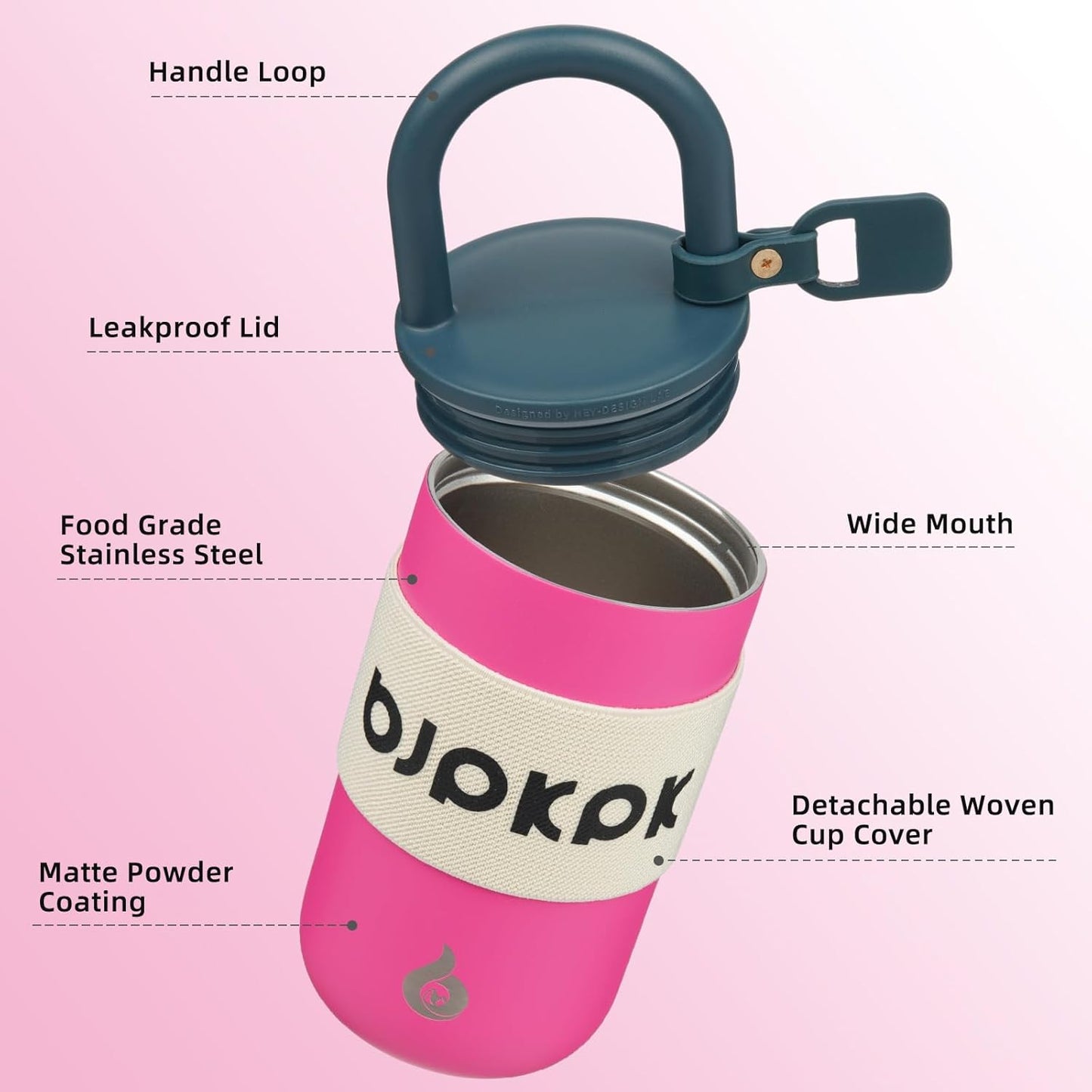 BJPKPK 13oz Insulated Stainless Steel Loop Tumbler With Lid And Handle Travel Coffee Mug Thermal Cup,Latte