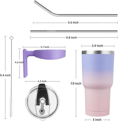 BJPKPK Tumbler With Handle And Straw Lid 40 oz Stainless Steel Insulated Coffee Tumbler Cups For Home, Office or Car,Turquoise