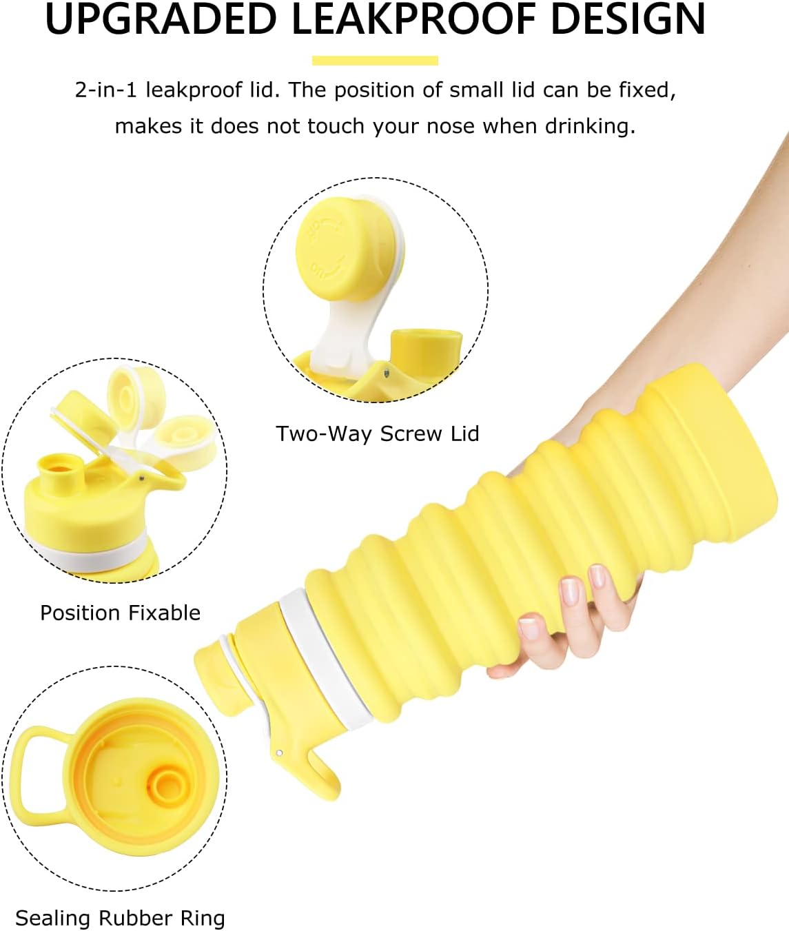 Nefeeko Collapsible Water Bottle, 26oz Silicone Foldable Water Bottles Leakproof BPA Free Travel Water Bottles with Carabiner, Portable Sport Water Bottles for Camping,Hiking Outdoor Indoor Sport