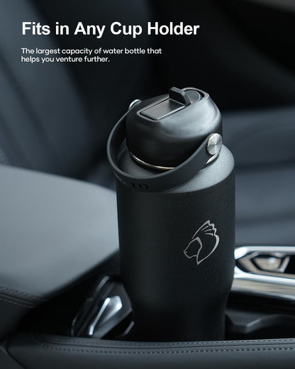 BUZIO 40oz Insulated Water Bottle Fits in Any Car Cup Holders, 40oz Vacuum Insulated Tumbler with Lids and Straw for Water, Travel Mug Cupholder Friendly, Leakproof Keep Cold & Hot, Indigo Crush