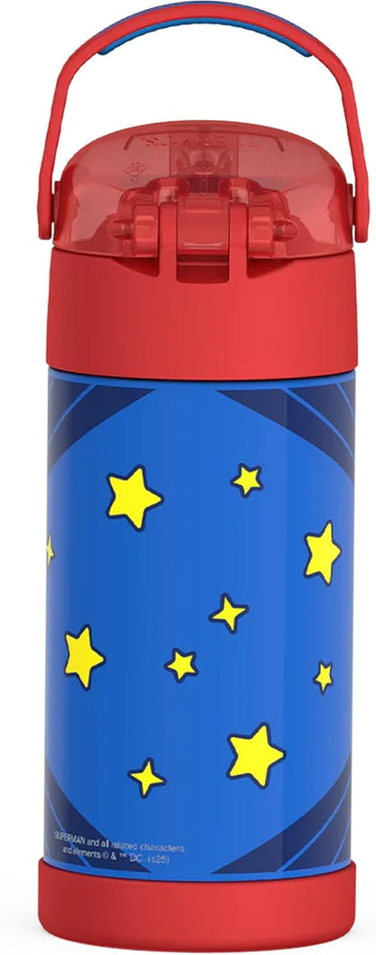THERMOS FUNTAINER Water Bottle with Straw - 12 Ounce - Kids Stainless Steel Vacuum Insulated Water Bottle with Lid, Bluey - Colors A