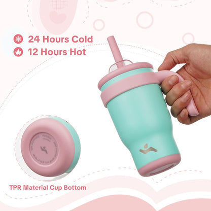 Konokyo 30 oz Tumbler with Side Handle, Insulated Water Bottle with Straw and 2 in 1 Lid, Stainless Steel Cup Travel Coffee Mug for Sports Office Gym,Purple