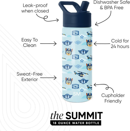 Simple Modern Kids Water Bottle with Straw Lid | 14oz Insulated Stainless Steel Kids Tumbler & Spill Proof Toddler Cup for School, Girls, Boys | Summit | Chloe Floral - Colors A