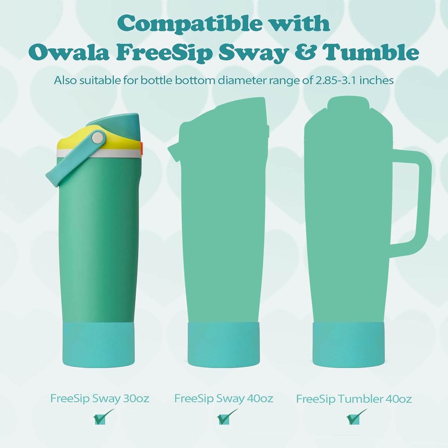 2PCS Silicone Boots for Owala 30oz & 40oz FreeSip Sway Bottles & Tumblers – Non-Slip, Scratch-Resistant, Stability Enhancer for Owala Accessories (Eucalyptus Green) - Colors A