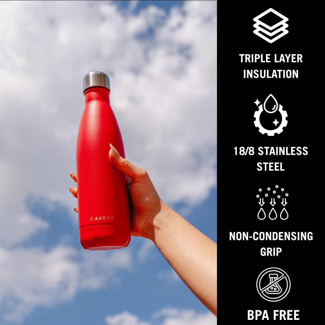Best in Class Triple-Walled Insulated Stainless Steel Water Bottle, Keeps your Drinks Cold for up to 24 Hours and Hot for up to 12 Hours, Leak Proof, Make a Difference in the World, Black, 17oz