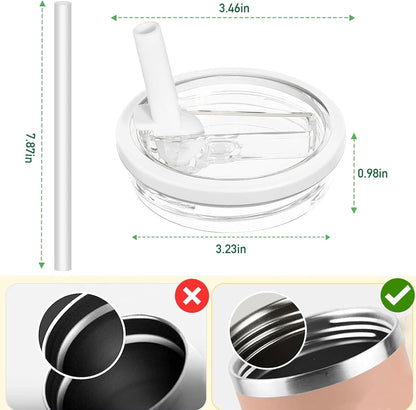 2 Pack 30 oz Tumbler Flip Straw Lid Replacement Compatible for Stanley Quencher, Leak Proof Lid Replacement for 30 OZ Stanley H2.0 FlowState Tumbler,Spill Proof Splash Reusable (Transparent Cream)