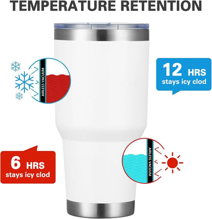MEWAY 30oz Tumbler Double Wall Vacuum Insulated Travel Mug, Stainless Steel Tumbler with Lid, Durable Powder Coated Insulated Coffee Cup for Cold & Hot Drinks (Silver,1 PACK)