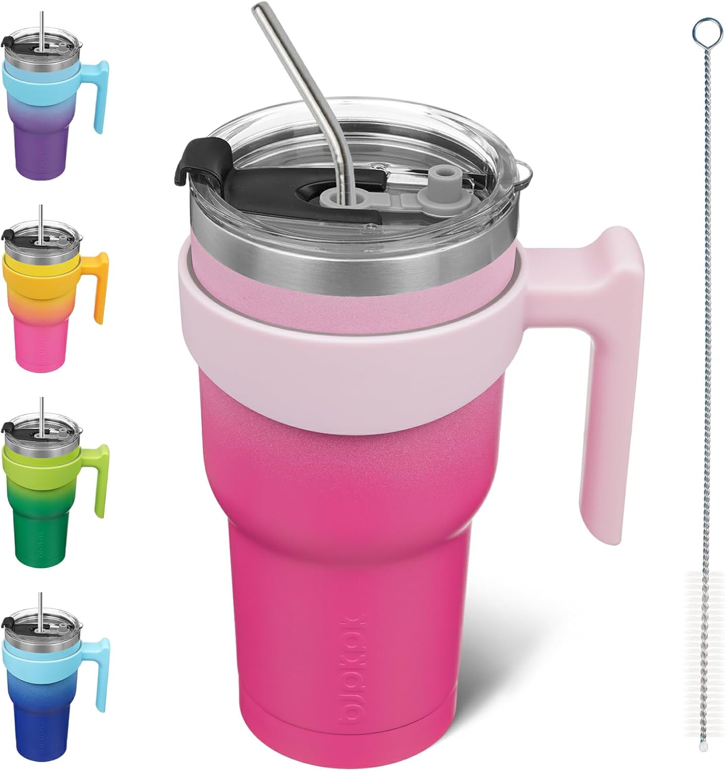 BJPKPK Tumbler With Handle And Straw Lid 40 oz Stainless Steel Insulated Coffee Tumbler Cups For Home, Office or Car,Turquoise