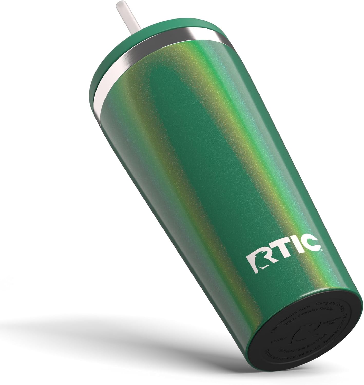 RTIC 20oz Everyday Tumbler Insulated Stainless Steel Portable Travel Coffee Cup with Straw, Ceramic Lining, Spill-Resistant Lid, BPA-Free, Hot and Cold Drink, Beach