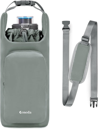 Ceneda Water Bottle Carrier Bag with Phone Pocket 32oz 40oz Tumbler Insulated Water Bottle Holder with Adjustable Shoulder Strap Carrier Sling Bag (Purple)