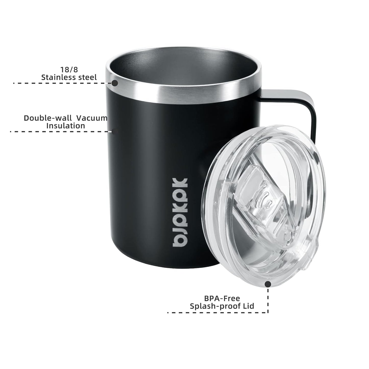 BJPKPK 2 pcs Insulated Coffee Mug, 14oz Insulated Tumbler with Lid, Stainless Steel Coffee Cups with Splash Proof Lid-White