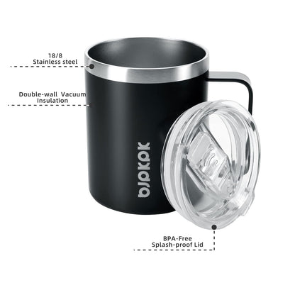 BJPKPK 2 pcs Insulated Coffee Mug, 14oz Insulated Tumbler with Lid, Stainless Steel Coffee Cups with Splash Proof Lid-White