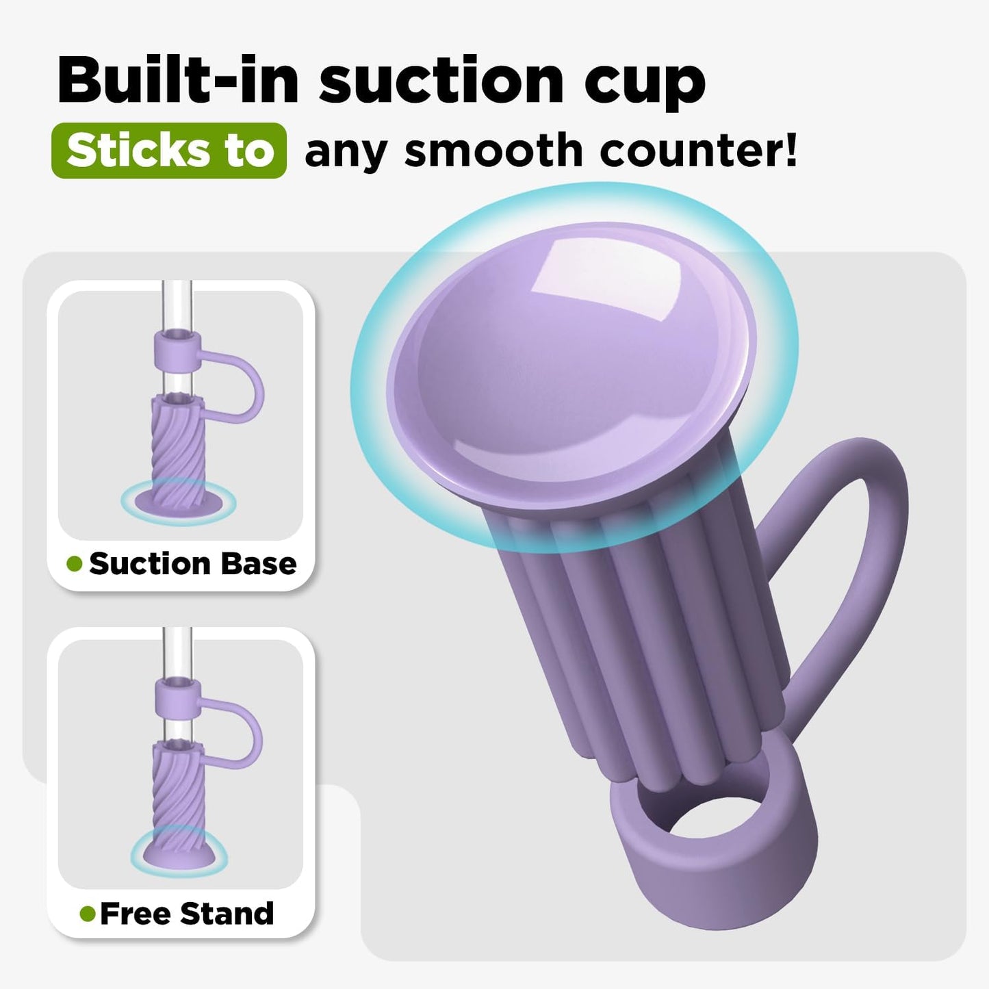 6 Pcs Straw Cover Caps with Suction Base, 0.4in/10mm Straw Toppers for Stanley Cup 30/40 oz, Multicolor