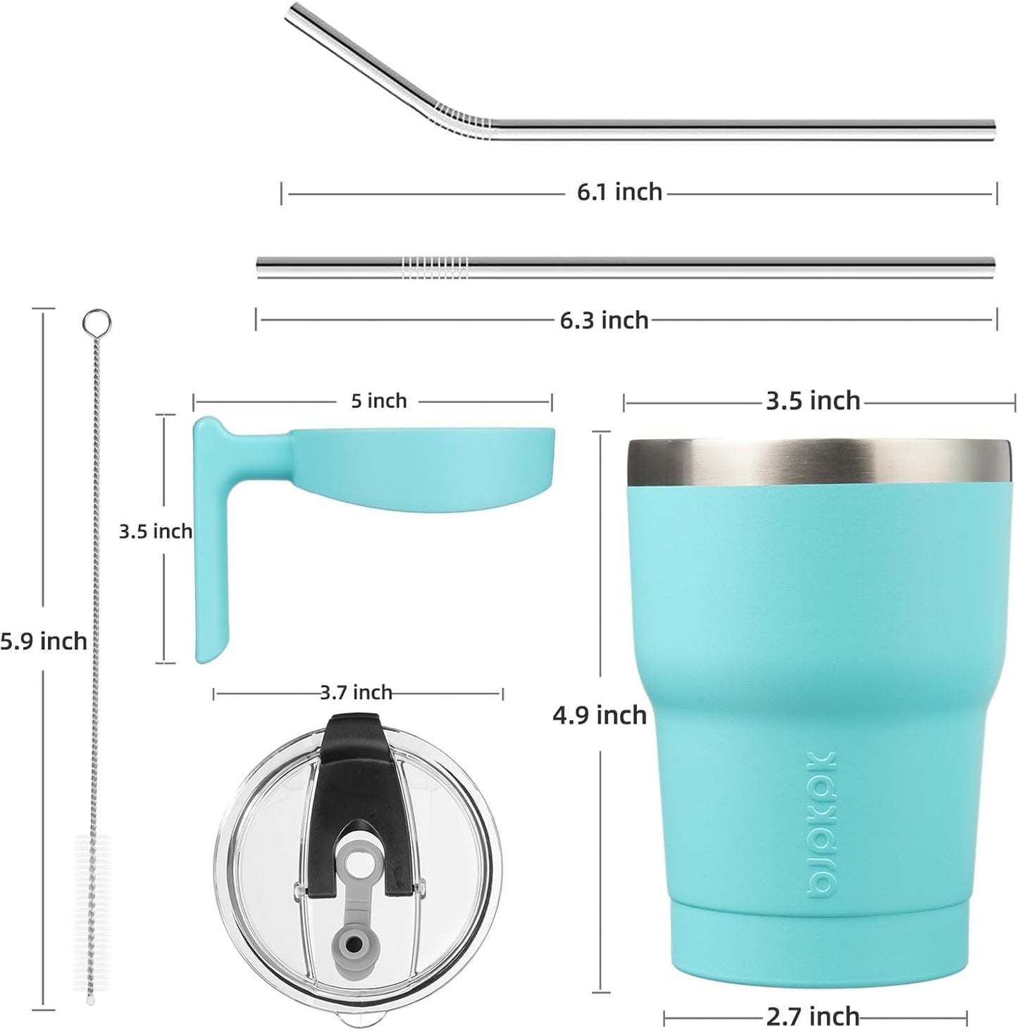 BJPKPK Tumbler With Handle And Straw Lid 40 oz Stainless Steel Insulated Coffee Tumbler Cups For Home, Office or Car,Turquoise
