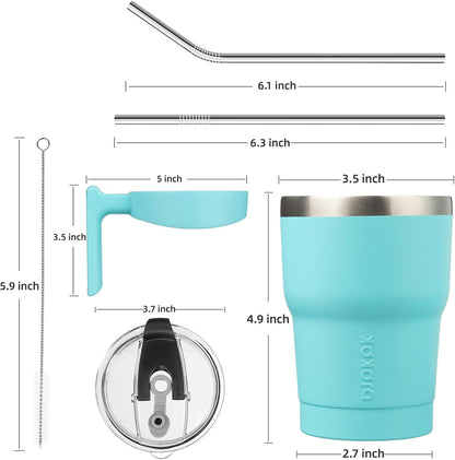 BJPKPK Tumbler With Handle And Straw Lid 40 oz Stainless Steel Insulated Coffee Tumbler Cups For Home, Office or Car,Turquoise