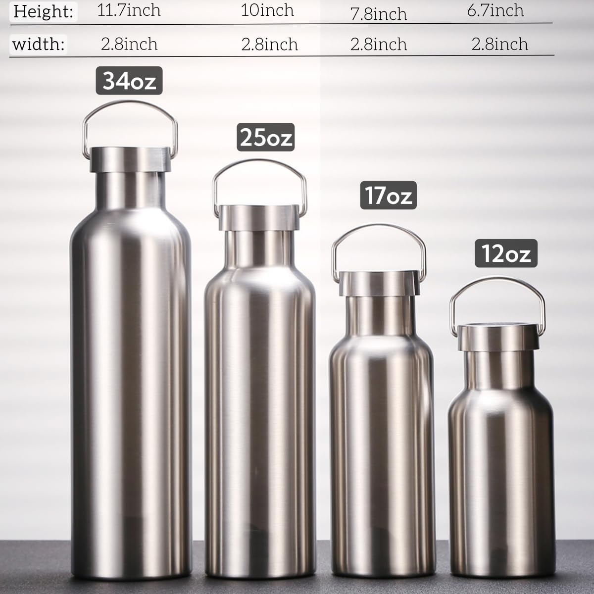 Vacuum Insulated Stainless Steel Water Bottle Insulated Water Bottle Wide Mouth Insulated Metal Bottle for Cold Drinks I BPA-Free Bottle for Travel (17oz)