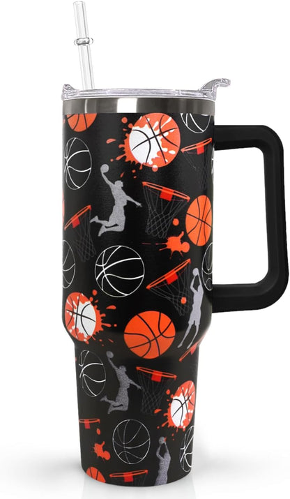 Ceovfoi 40 oz Pickleball Coffee Mug Vacuum Insulated Travel Tumbler with Handle, Lid & Straw - Perfect Pickleball Gifts for Players, Coaches, Lovers | Pickleball Accessories
