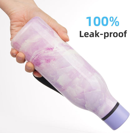Konokyo Insulated Water Bottle with Strap,18 oz Double Wall Stainless Steel Vacuum Bottles Metal Water Flask,Macaron Green - Colors B