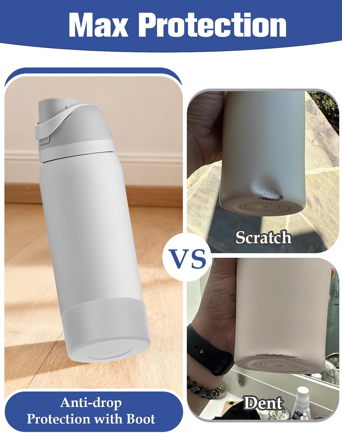 Mity rain 2PCS Silicone Boot for Owala Water Bottle 24 oz 32 oz, Anti-Slip Protective Sleeve Bottom Bumper Protector for FreeSip Stainless Steel Water Bottles Accessories