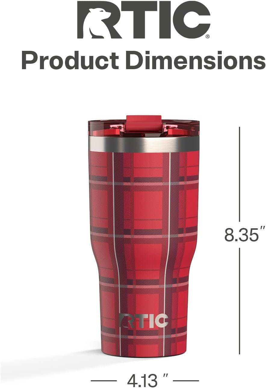 RTIC 20oz Essential Tumbler with Lid, Ceramic Lined, Insulated, Stainless Steel, Metal, Double Wall Vacuum-Insulation, Travel Cup for Iced Coffee, Tea, Hot and Cold Drink, Graphite