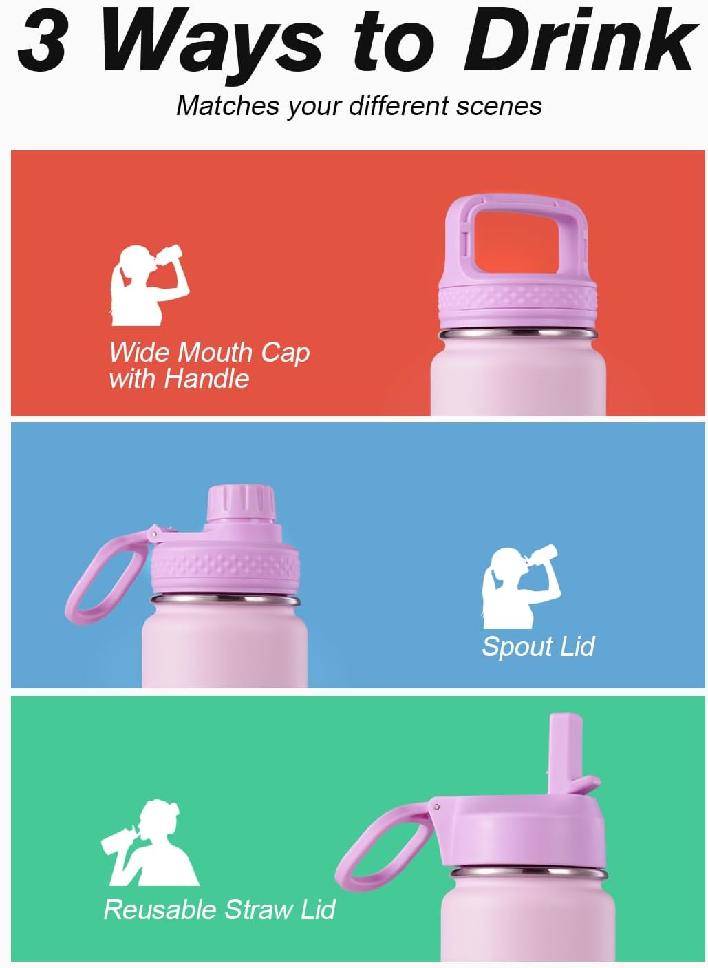 Half Gallon Water Bottle Insulated with Straw & 3 Lids, Coolflask 64 oz Water Jug Large Metal Stainless Steel Wide Mouth for Sports, Gym or Office, Non-BPA Keep Cold 48H Hot 24H, Samurai Cyan