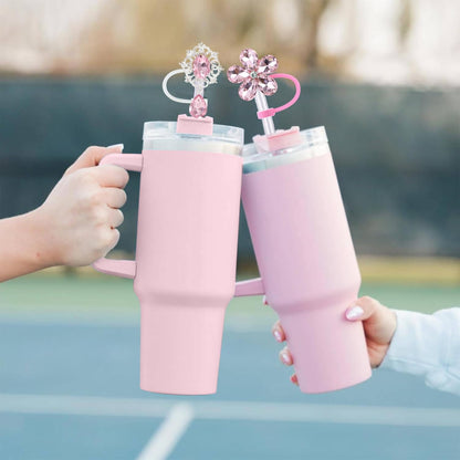 Cute Straw Cover Cap for Stanley Cup Accessories,Bling Straw Toppers for Stanley Tumbler 40&30 oz,Reusable Straws Tips Protectors Compatible with 10mm Straws
