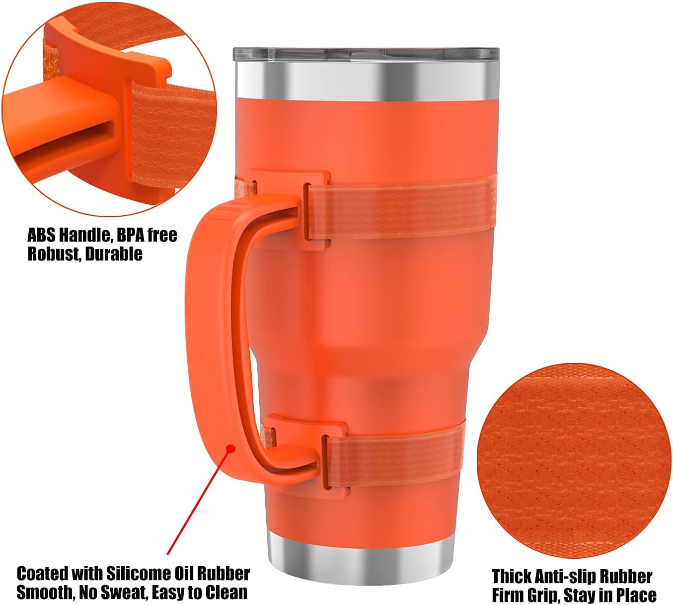 11 Colors Anti-Slip Adjustable Tumbler Cup Handle Fit 20 Oz to 44 Oz of YETI, RTIC, Ozark Trail, Simple Modern, SIC, SUNWILL, Tervis and More Brand Travel Tumbler Cup Mug NO Brand Limitid Black