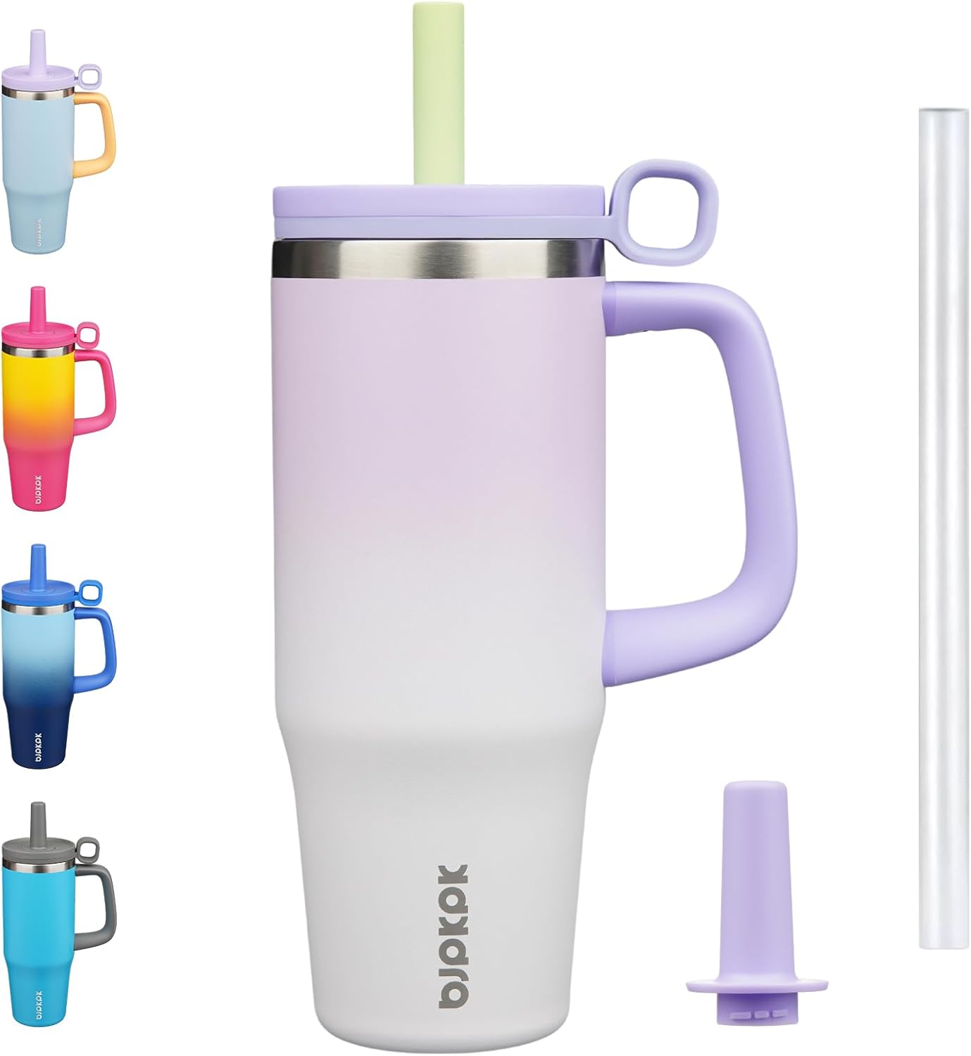 BJPKPK 50oz Insulated Tumbler with Handle Stainless Steel Travel Coffee Mug with Lid Reusable Large Water Bottle with Straw,Sky
