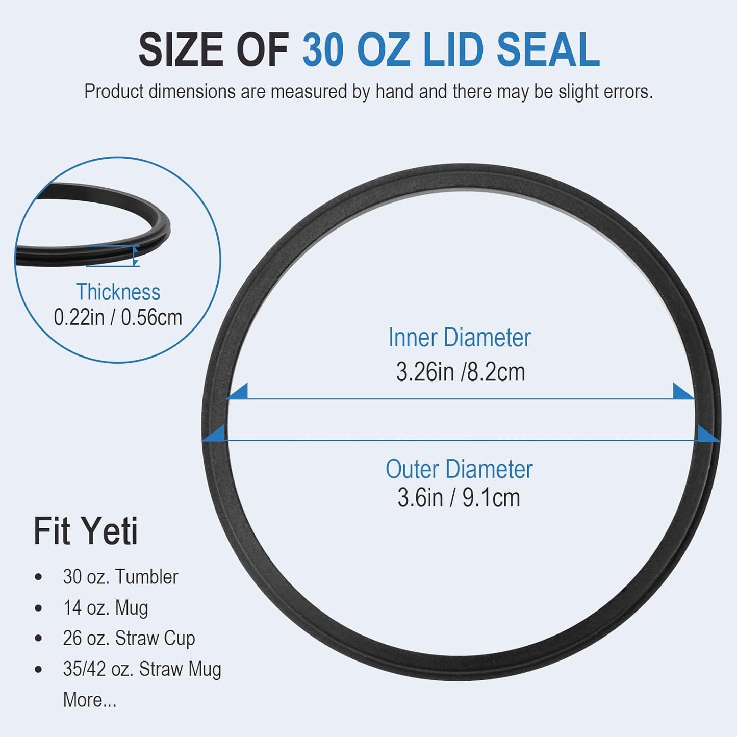 Gasket Replacement for Yeti 30 oz Tumbler Lid, O Ring Rubber Seal Replacement for Yeti 14 oz Mug, 32 oz Tumbler Lid Parts (6 Pack)