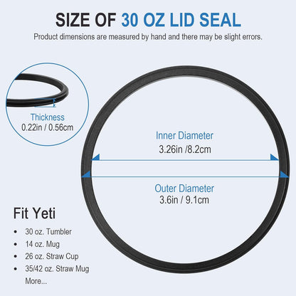 Gasket Replacement for Yeti 30 oz Tumbler Lid, O Ring Rubber Seal Replacement for Yeti 14 oz Mug, 32 oz Tumbler Lid Parts (6 Pack)