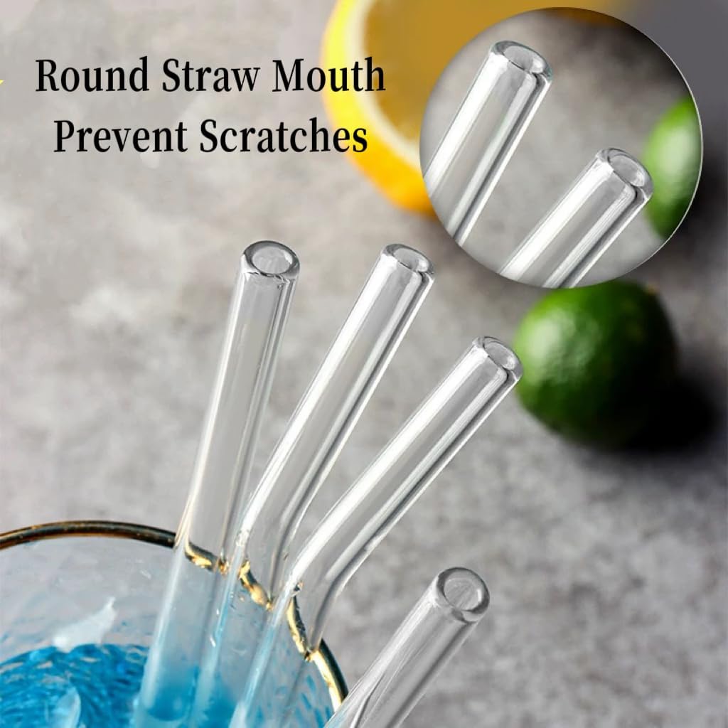 Replacement Glass Straw Compatible with Stanley 40 oz 30 oz Cup Tumbler, Reusable Straw with Covers and Cleaning Brush, 12 PCS