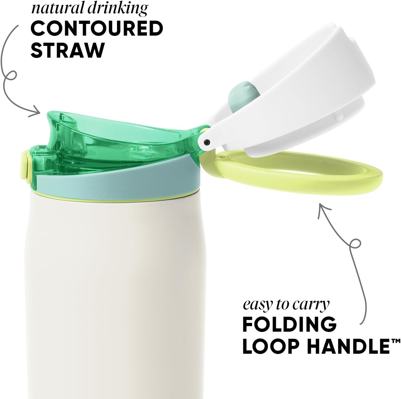 Simple Modern Mesa Loop Water Bottle with Covered Straw and Handle | 24oz Cup Holder Friendly Insulated Stainless Steel Bottles for Travel, Sports and School | Iris Sage - Colors B