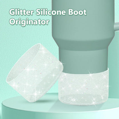 WUQID Protective Bling Silicone Boot Sleeve, Compatible with Stanley Tumbler 20-40oz & Hydro Flask Bottle 12oz-24oz, Glitter Reduces Dents Sleeve Cover for More Bottles/Tumblers Bottom of 2.83-2.95in