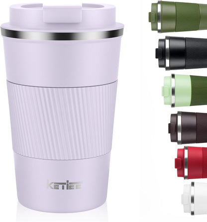 KETIEE Travel Coffee Mug Spill Proof 12oz, Insulated Travel Mug to Go, Reusable Coffee Cup with Seal Lid, Vacuum Stainless Steel Tumbler for Hot/Cold Drinks (Red)