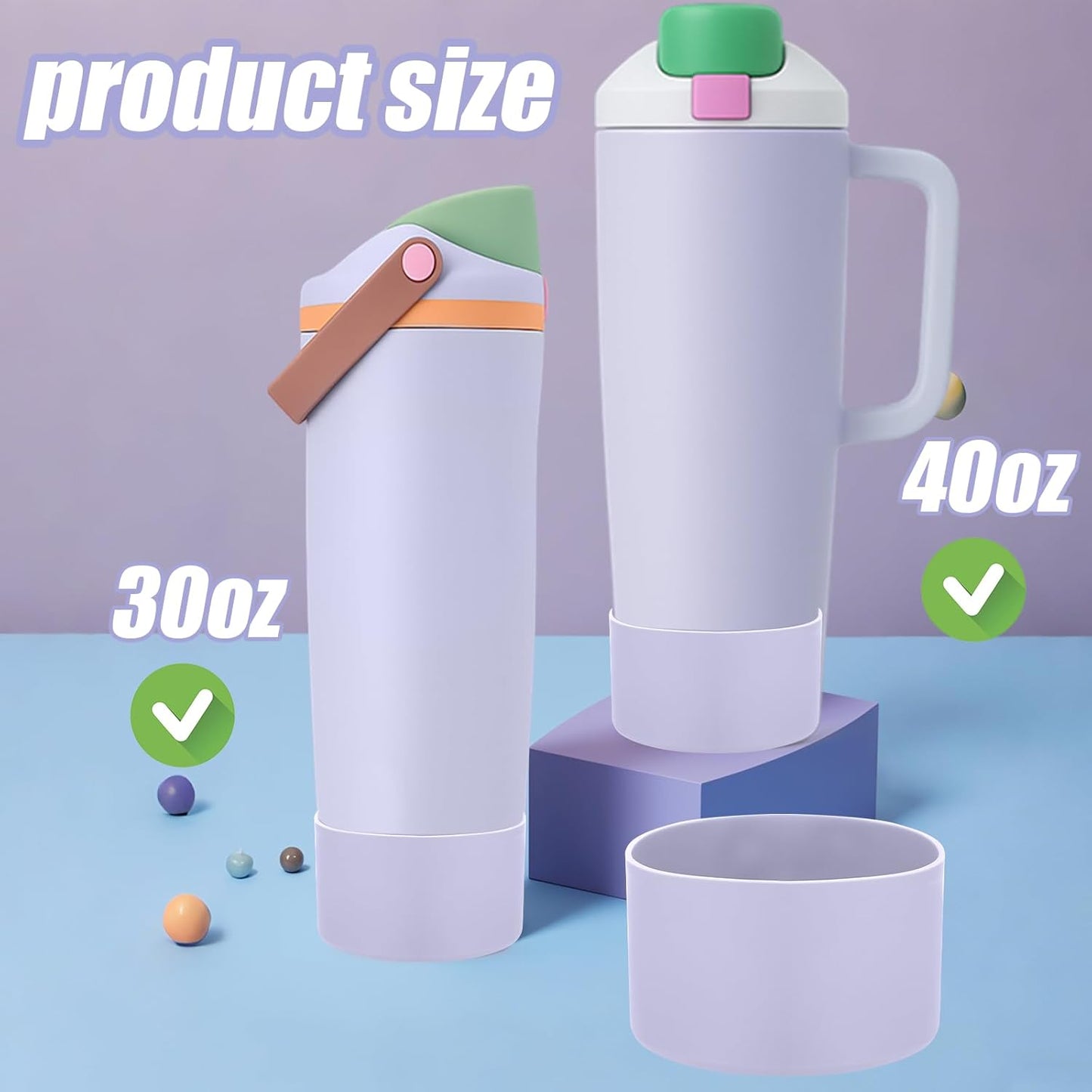Mity rain 2PCS Protective Silicone Boots for Owala 30oz & 40oz FreeSip Sway Bottles & Tumblers - Accessories for owala, Enhances Stability & Prevents Scratches(Black Cherry)