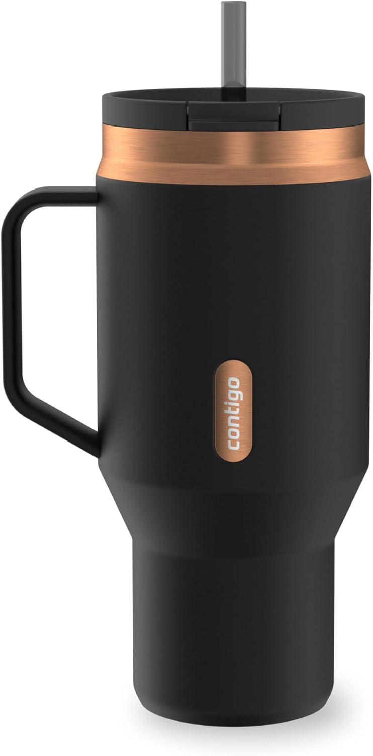 Contigo SnapSeal 30 oz Stainless Steel Vacuum-Insulated Tumbler with Handle & Reusable Straw, Leakproof AutoClose Lid, Cup Holder Friendly, BPA-Free & Lead-Free, Dishwasher Safe