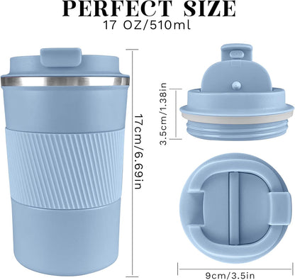 YINBAOGE Insulated Travel Coffee Mug, Spill & Leak Proof, Portable To Go Camping Stainless Steel Coffee Tumbler, Reusable Thermal Coffee Cup with Lid for Hot & Cold Drinks (Black, 12 OZ)