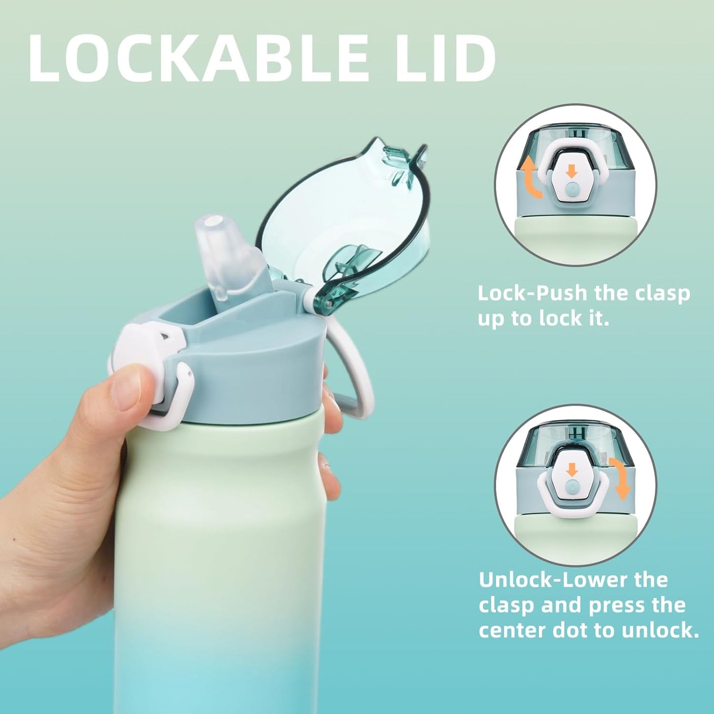 Konokyo 18 oz Insulated Water Bottle with Straw Lid, Stainless Steel Vacuum Sports Water Bottle, Leak-Proof Reusable Metal Flask with Carry Loop, BPA-Free Travel Bottle for Gym, School, Office